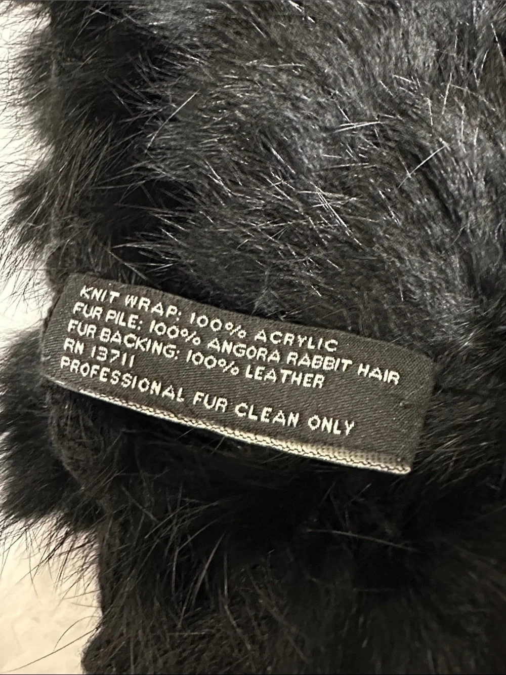 Valerie Stevens Plush Black Rabbit Fur Fringe Scarf!